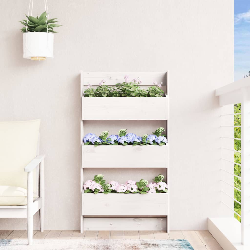 Vidaxx jardinière murale 3 couches 60x18,5x110 cm bois de pin blanc