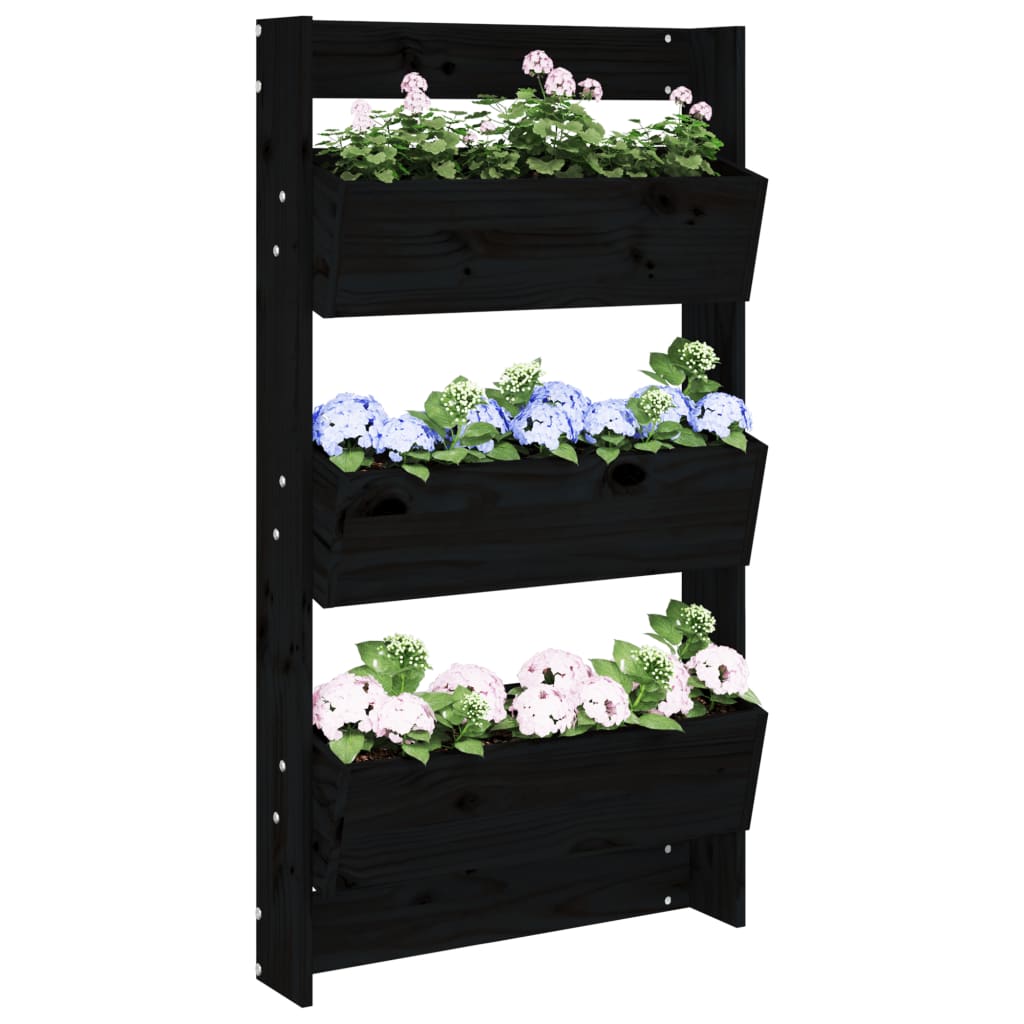 Vidaxx jardinière murale 3 couches 60x18,5x110 cm bois de pin noir