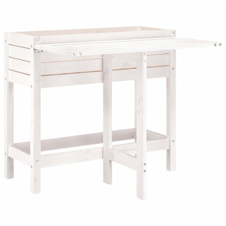 Vidaxx jardinière avec plateau pliant en bois de pin massif blanc