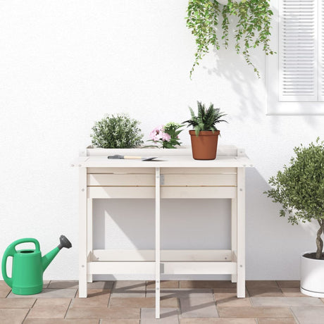 Vidaxx jardinière avec plateau pliant en bois de pin massif blanc