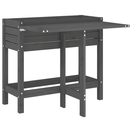 VidaXL jardinière avec plateau pliant, bois de pin massif, gris