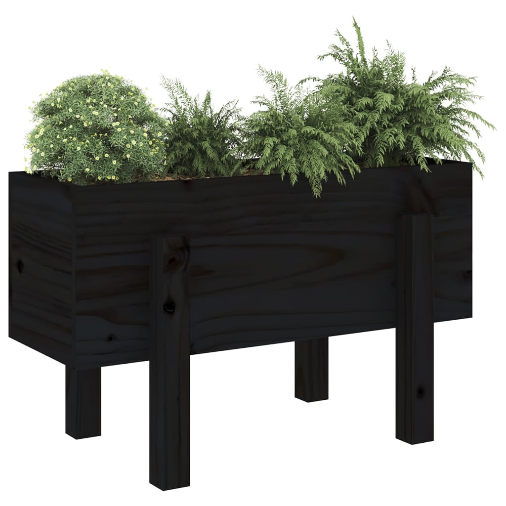 Vidaxx jardinière 62x30x38 cm bois de pin massif noir