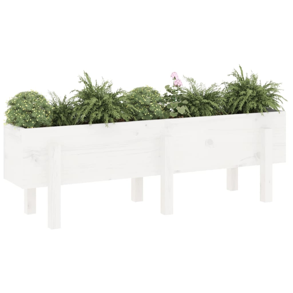 Vidaxl Planter hevet 121x30x38 cm solid furuhvit