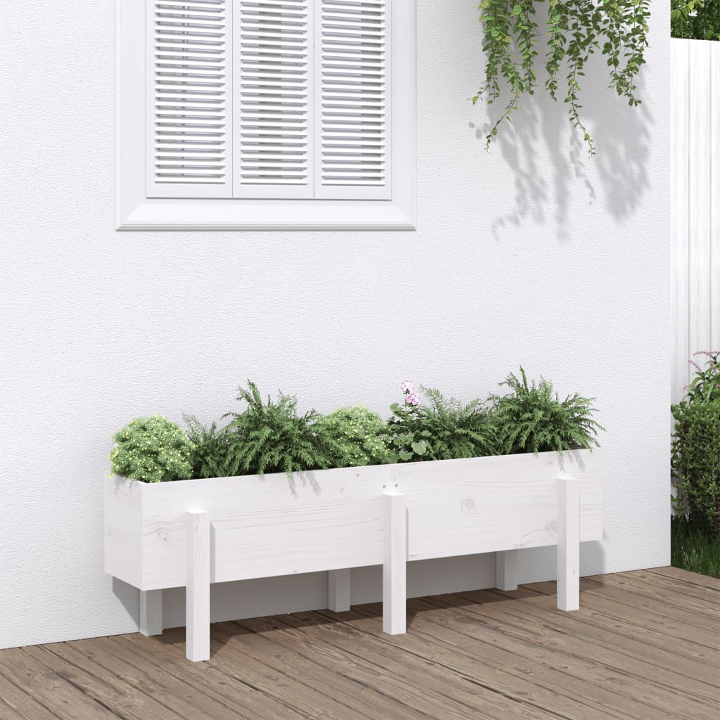 Vidaxx jardinière surélevée 121x30x38 cm bois de pin massif blanc