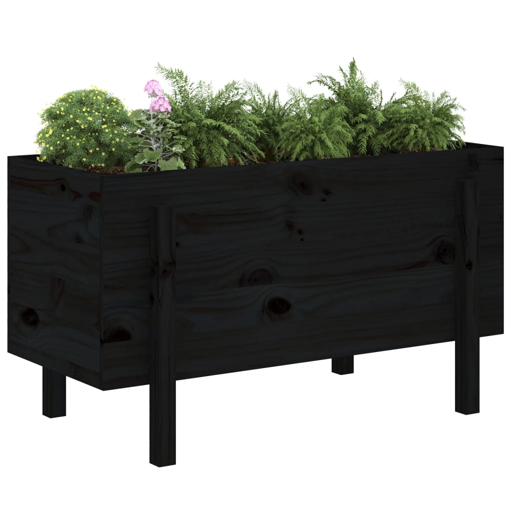 Vidaxx jardinière surélevée 101x50x57 cm bois de pin massif noir