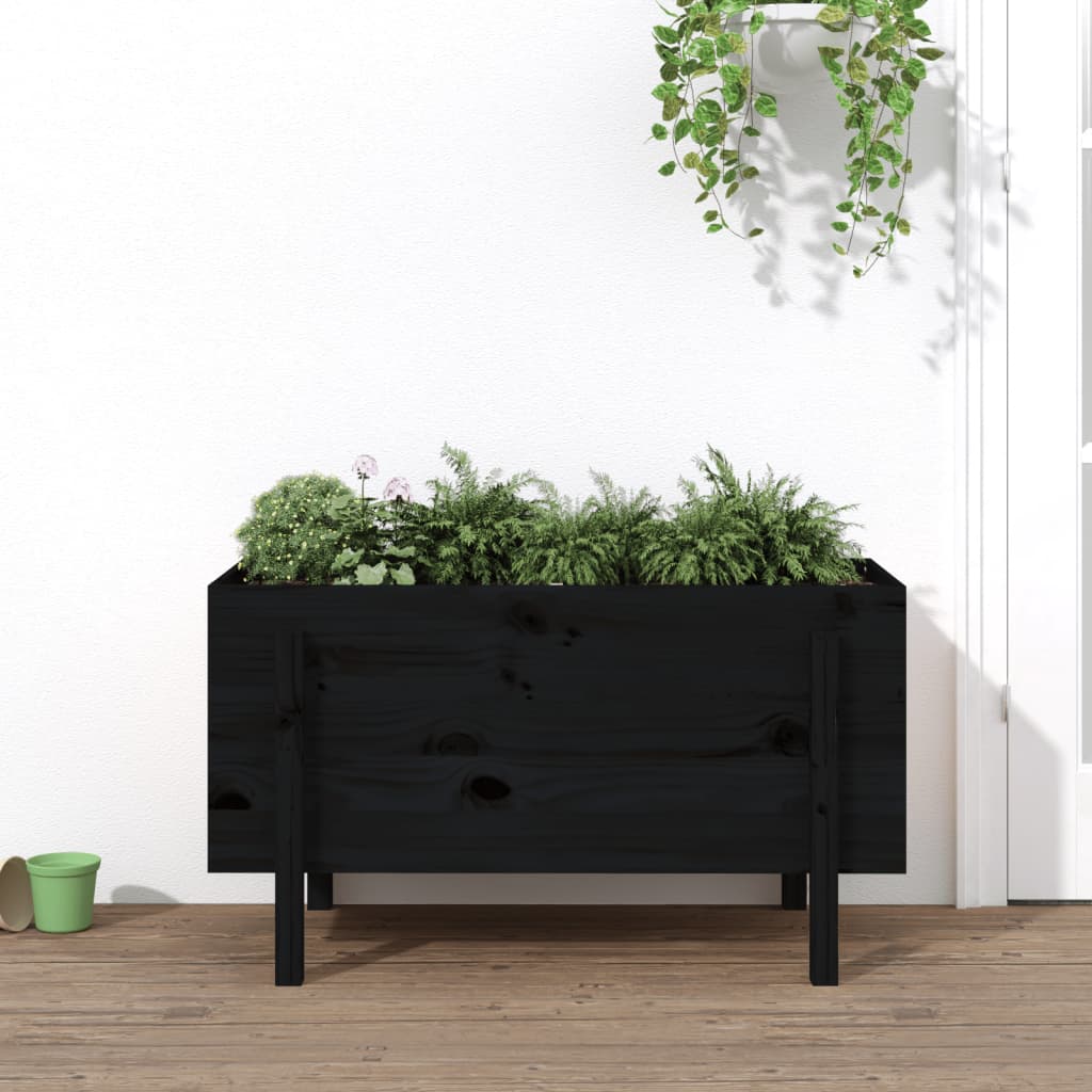 Vidaxx jardinière surélevée 101x50x57 cm bois de pin massif noir