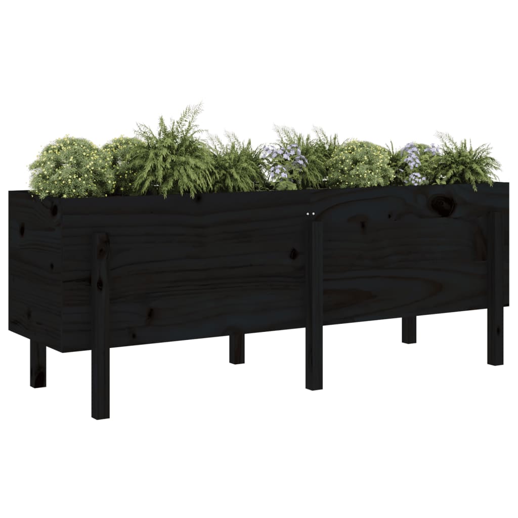 Vidaxx jardinière surélevée 160x50x57 cm bois de pin massif noir