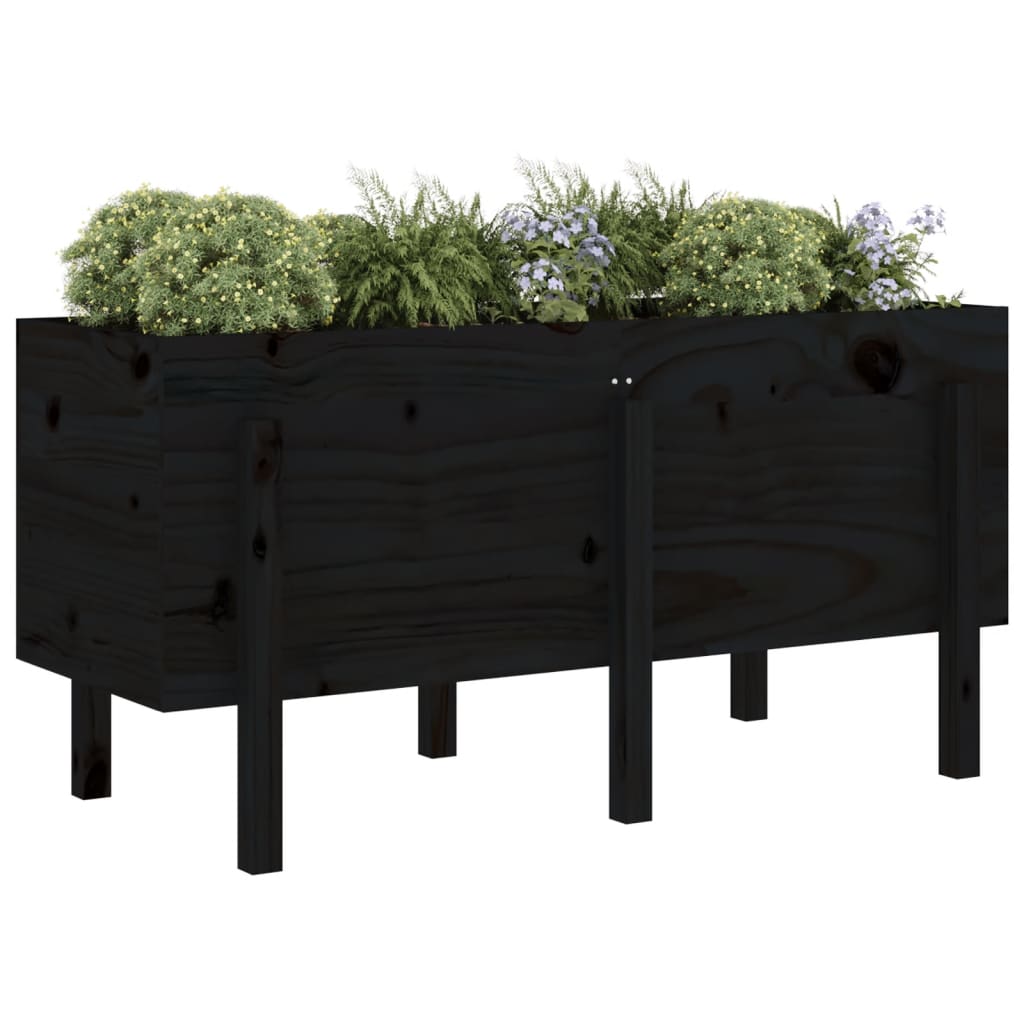 Vidaxx jardinière surélevée 121x50x57 cm bois de pin massif noir