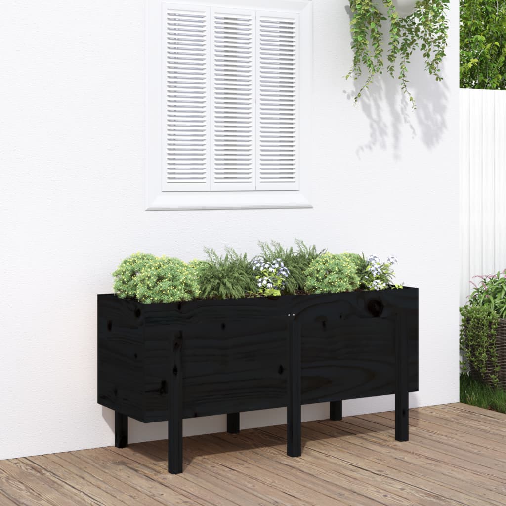Vidaxx jardinière surélevée 121x50x57 cm bois de pin massif noir