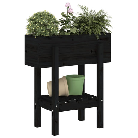Vidaxx jardinière 62x30x69 cm bois de pin massif noir
