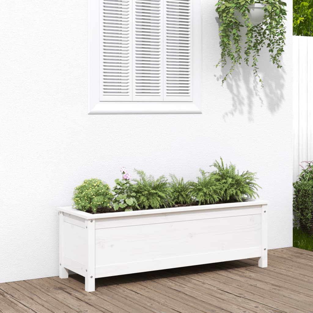 Vidaxx jardinière surélevée 119,5x40x39 cm bois de pin massif blanc