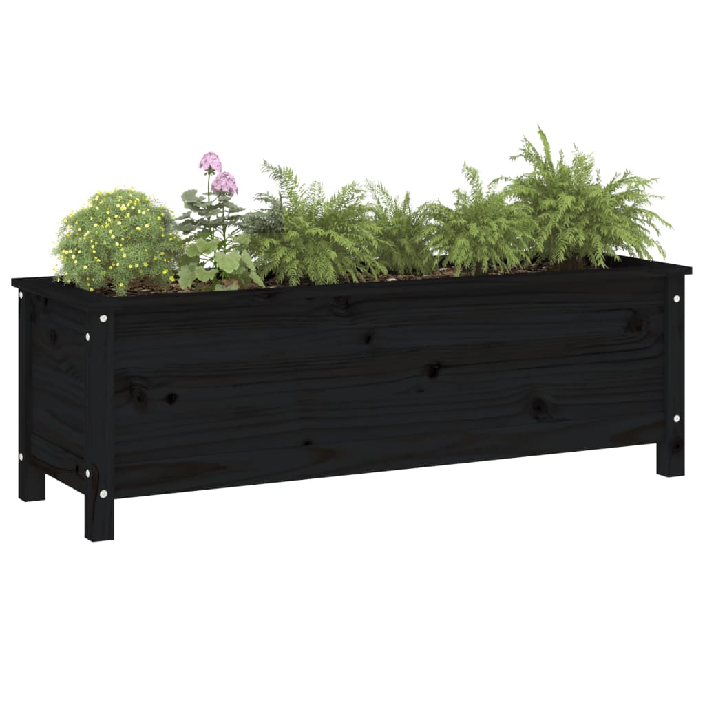 Vidaxx jardinière surélevée 119,5x40x39 cm bois de pin massif noir
