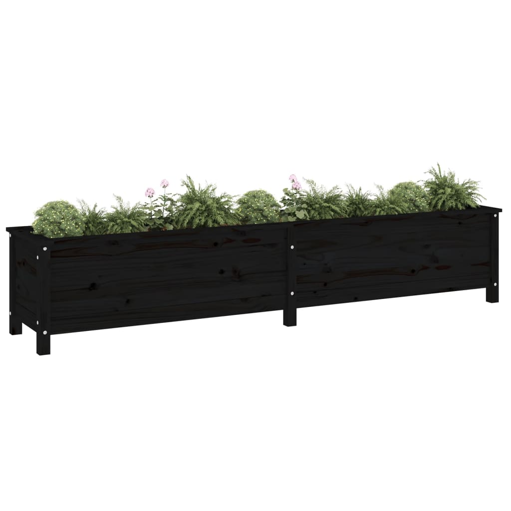 VidaXL Jardinière surélevée 199,5x40x39 cm bois de pin massif noir