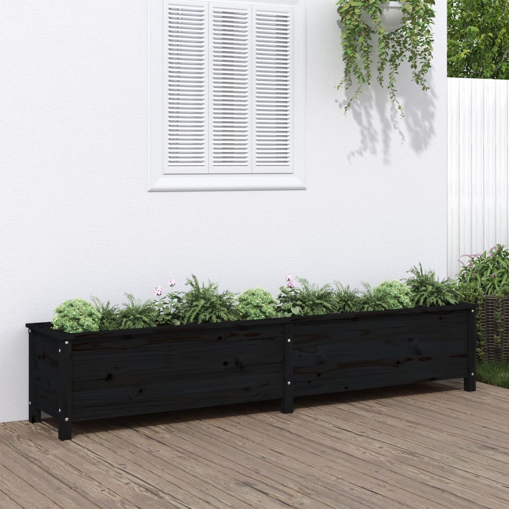VidaXL Jardinière surélevée 199,5x40x39 cm bois de pin massif noir