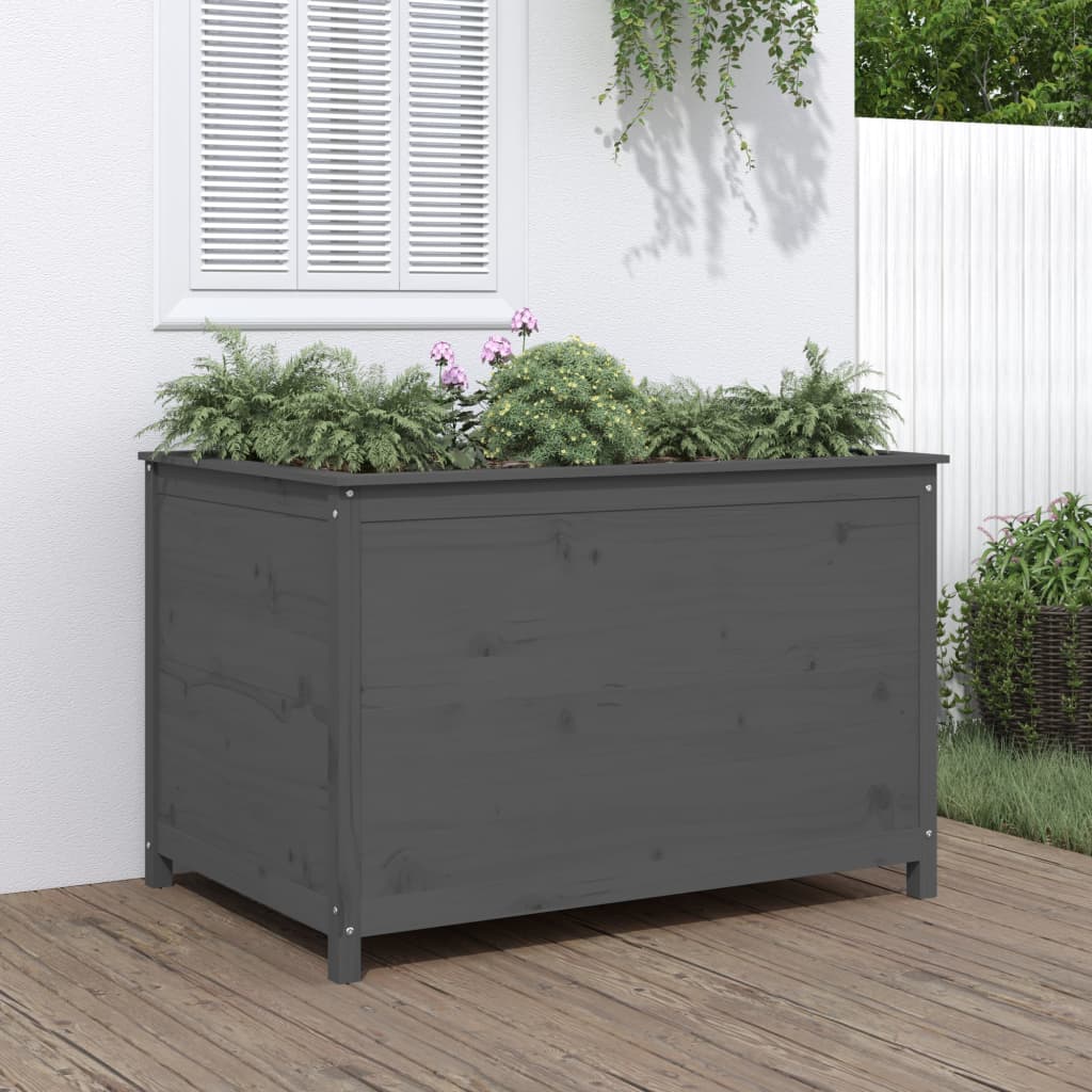 Vidaxl Planter je dvignil 119,5x82,5x78 cm Trdna borov siva siva