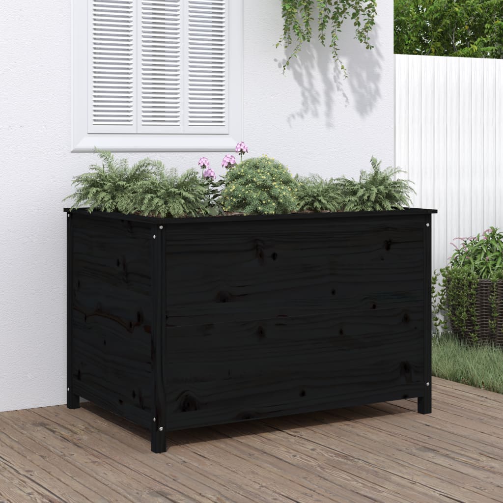 VidaXL Planter raised 119.5x82.5x78 cm Solid pine wood black