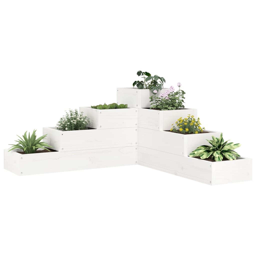 VidaXL Jardinière 4 couches 80,5x79x36 cm bois de pin massif blanc