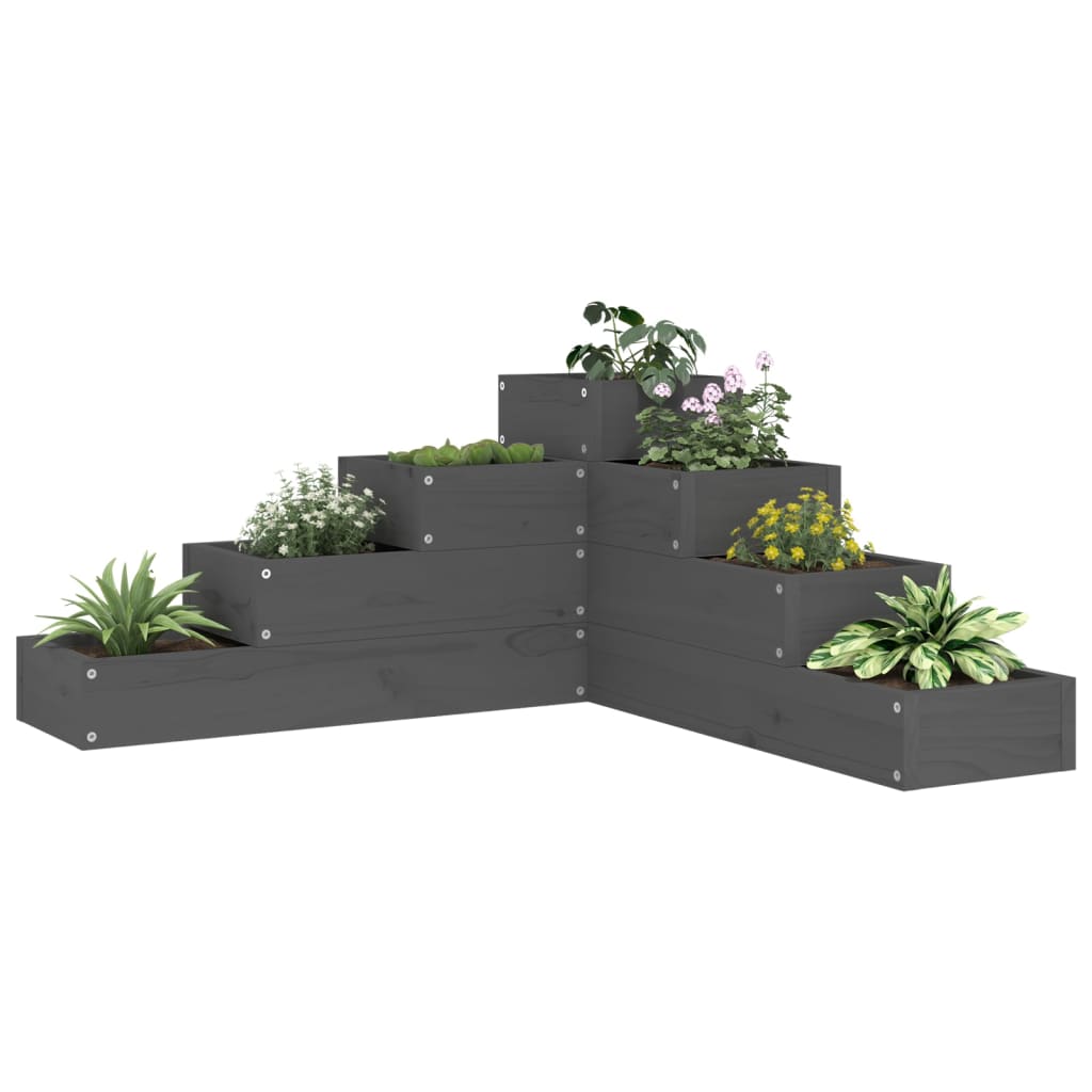 VidaXL Jardinière 4 couches 80,5x79x36 cm bois de pin massif gris