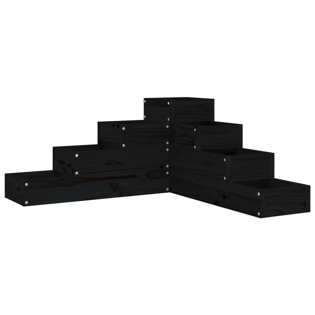 VidaXL Jardinière 4 niveaux 80,5x79x36 cm bois de pin massif noir