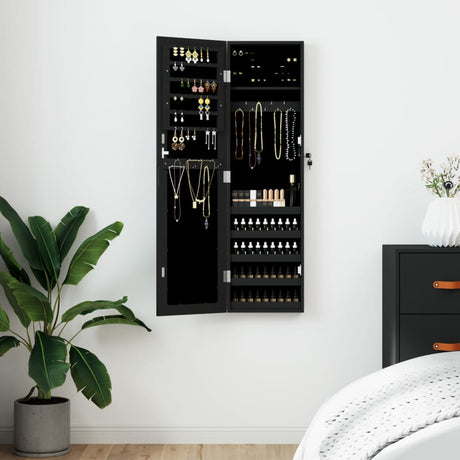 VidaXL Armoire à bijoux avec miroir mural 30x8,5x106 cm noir