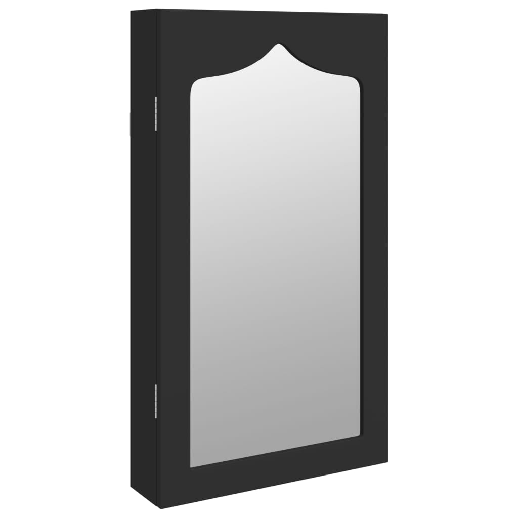 Vidaxl Jewelry Armoire avec mur de miroir - 37,5x10x67 cm noir