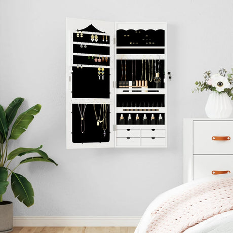 Vidaxx armoire à bijoux avec miroir mural 37,5x10x90 cm blanc