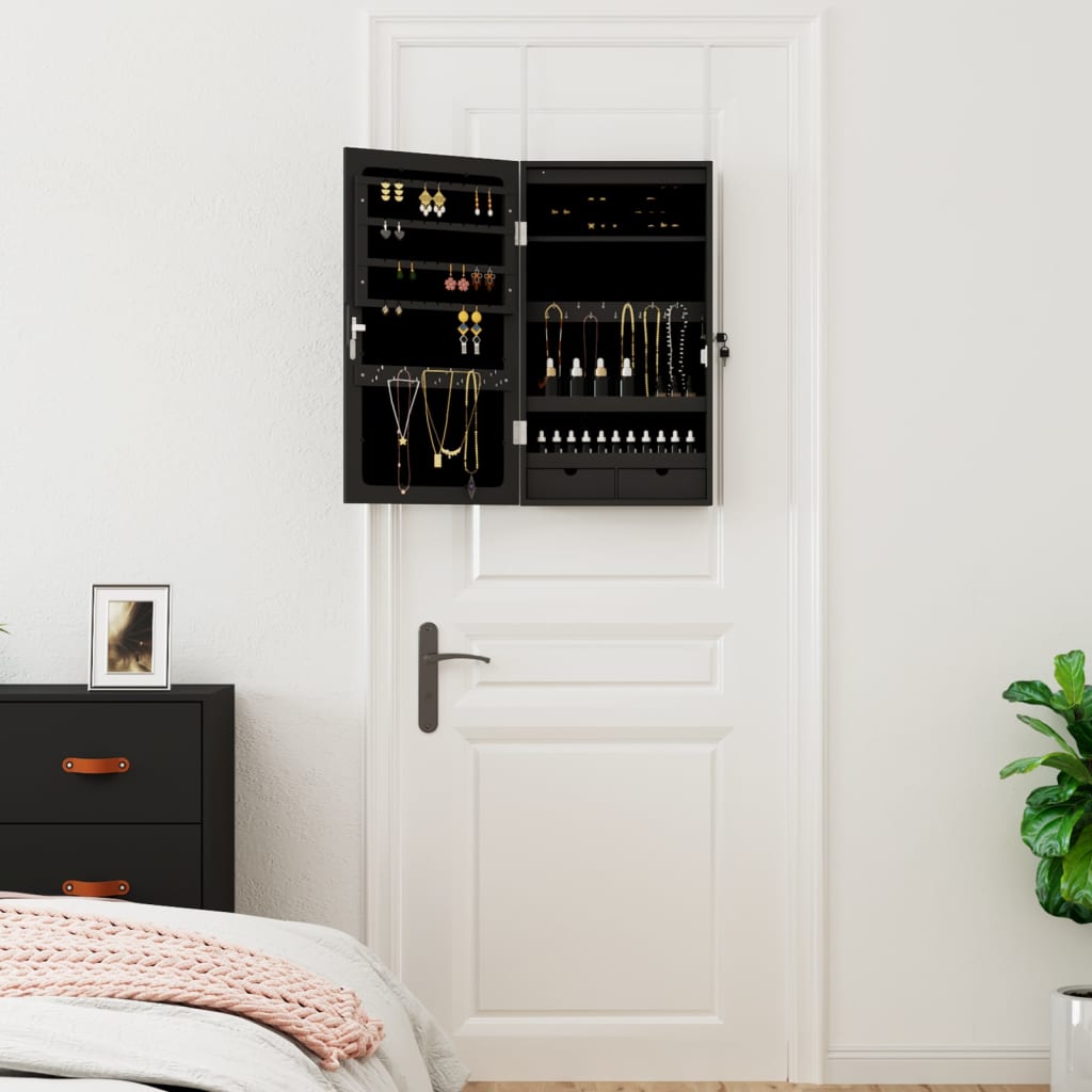 Vidaxx armoire à bijoux avec miroir et LED mural noir