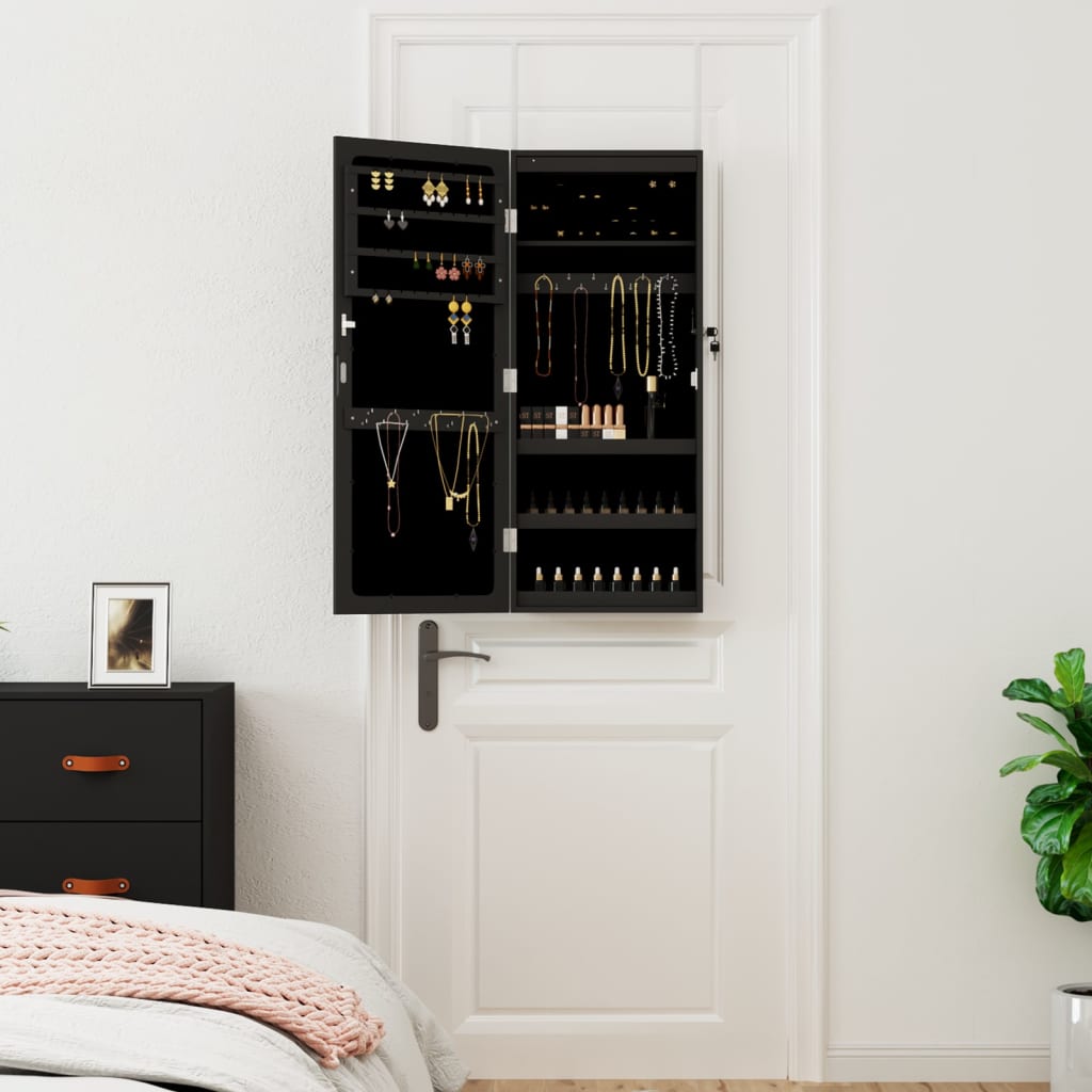 Vidaxx armoire à bijoux avec miroir et LED mural noir