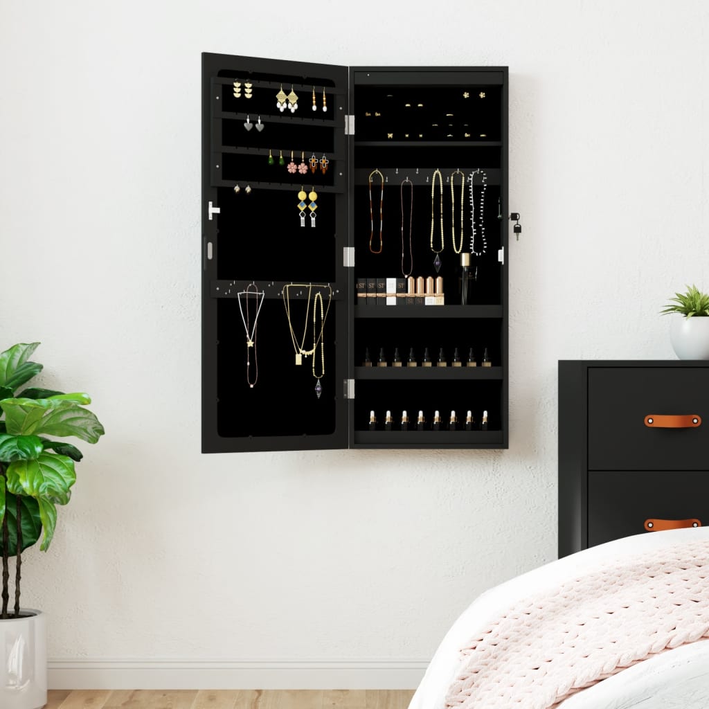 Vidaxx armoire à bijoux avec miroir et LED mural noir
