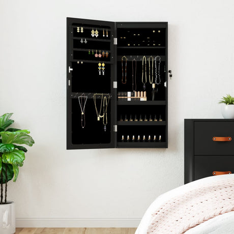 Vidaxx armoire à bijoux avec miroir et LED mural noir