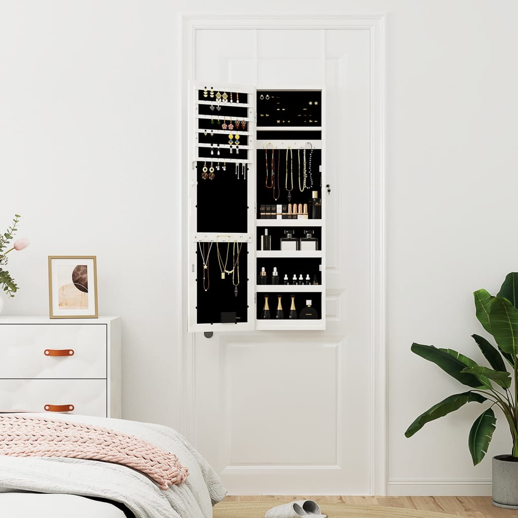 Vidaxx armoire à bijoux avec miroir et LED mural blanc
