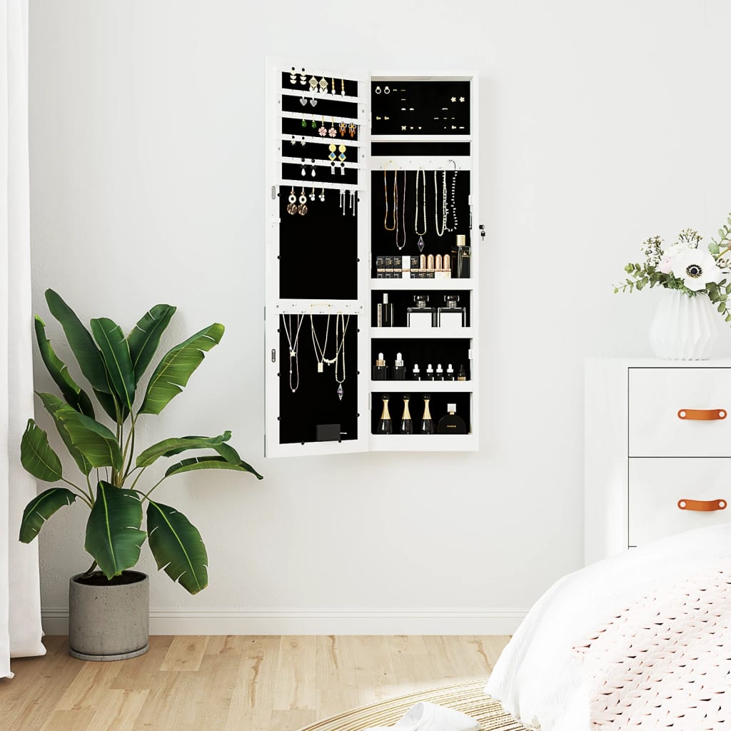 Vidaxx armoire à bijoux avec miroir et LED mural blanc