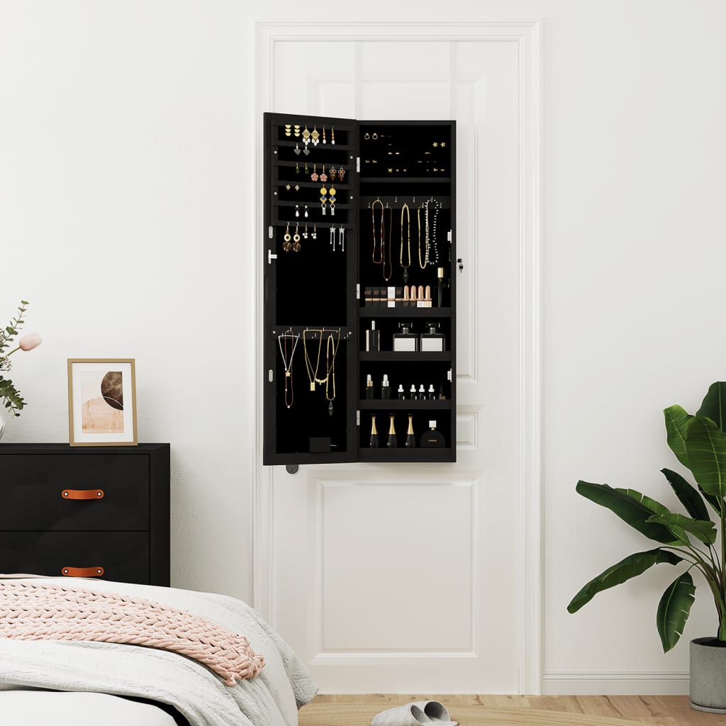 Vidaxx armoire à bijoux avec miroir et LED mural noir