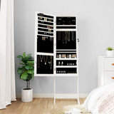 VidaXL armoire à bijoux avec miroir avec éclairage LED, autoportante blanc