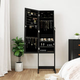 VidaXL armoire à bijoux avec miroir et éclairage LED sur pied noir