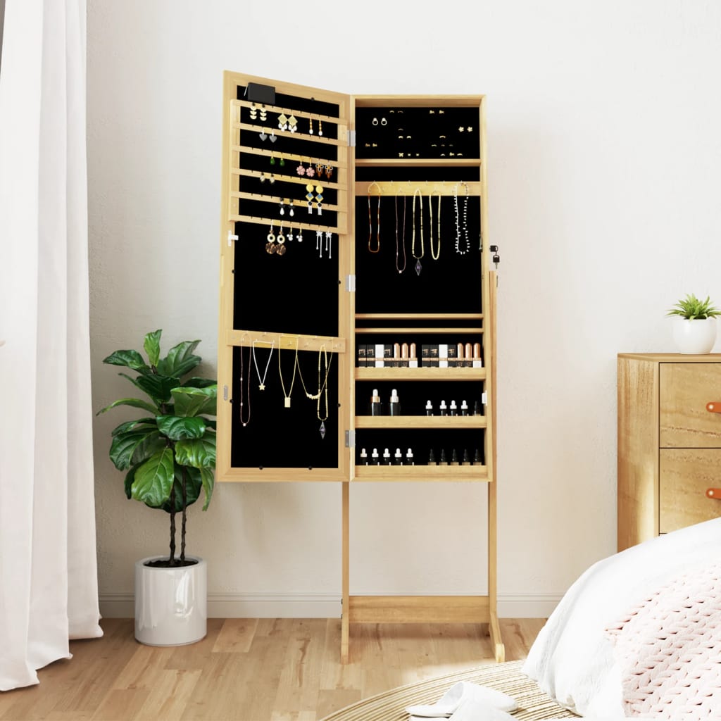 Armoire à bijoux autoportante Vidaxx avec miroir et éclairage LED