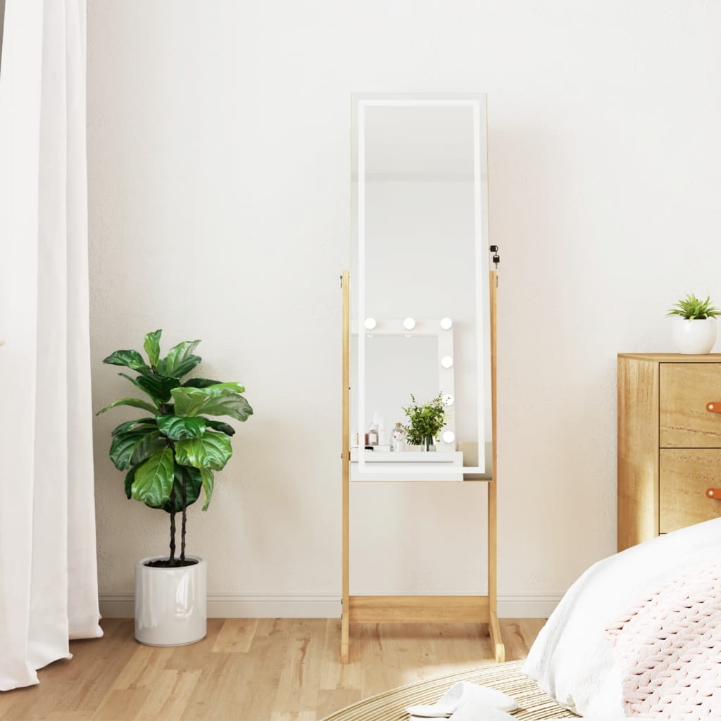 Armoire à bijoux autoportante Vidaxx avec miroir et éclairage LED