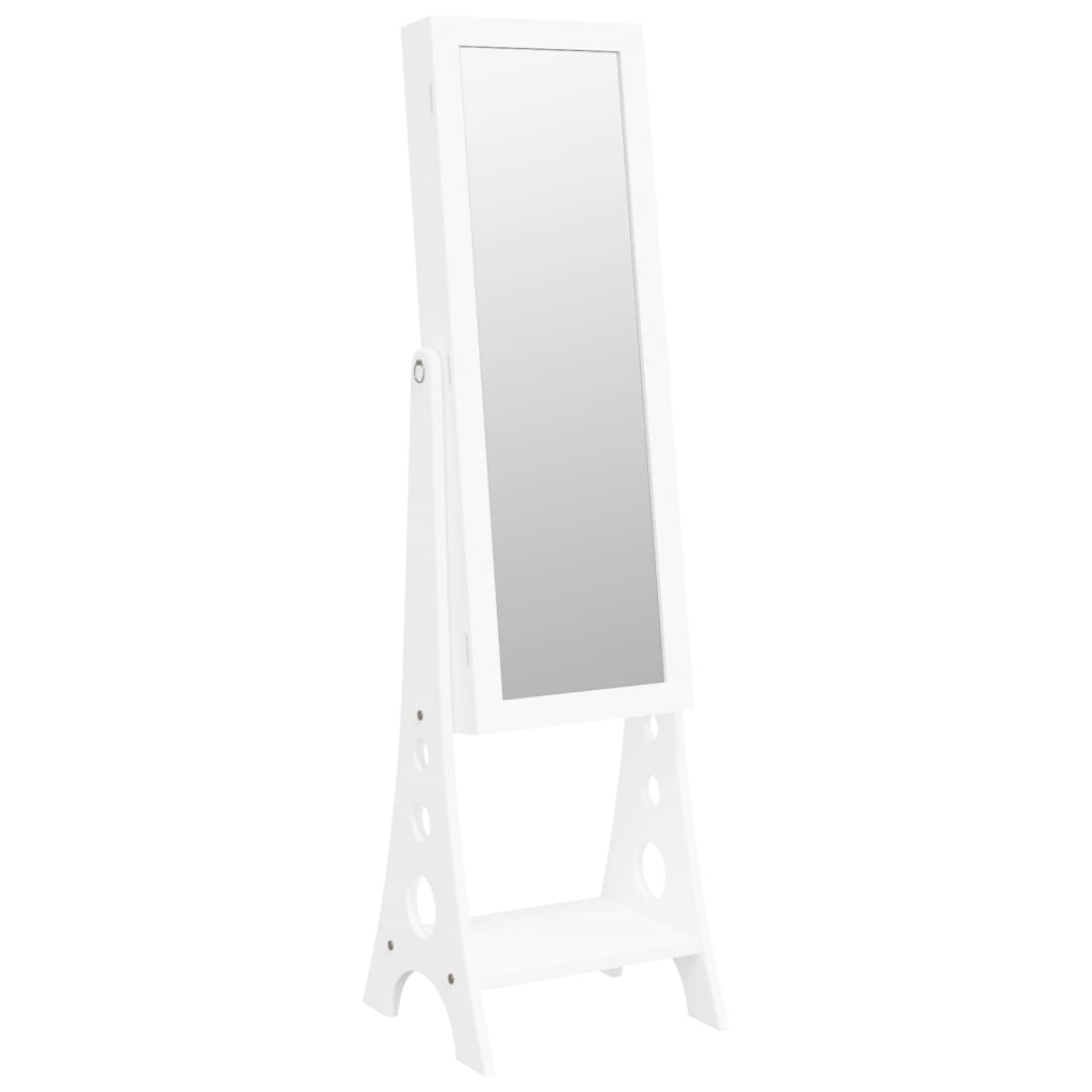 VidaXL armoire à bijoux avec miroir avec éclairage LED, autoportante blanc
