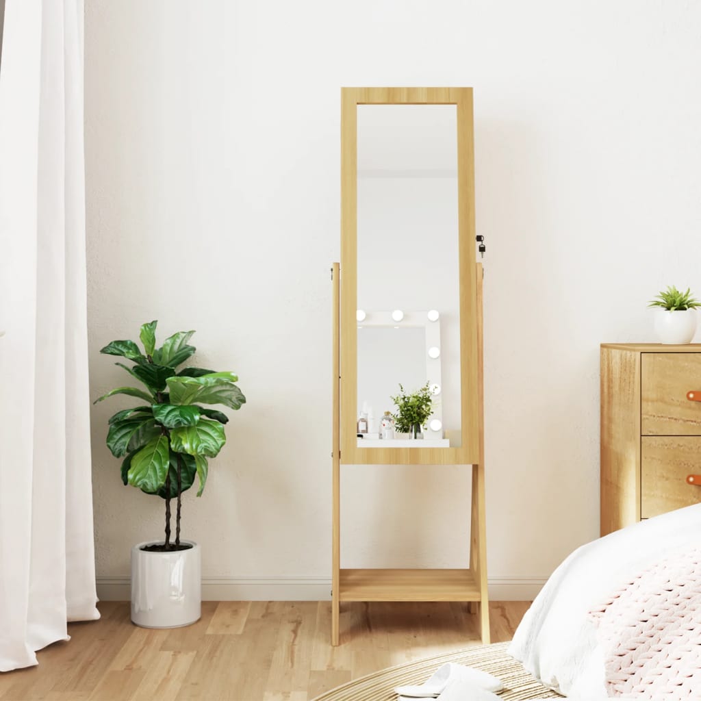 Armoire à bijoux autoportante Vidaxx avec miroir et éclairage LED