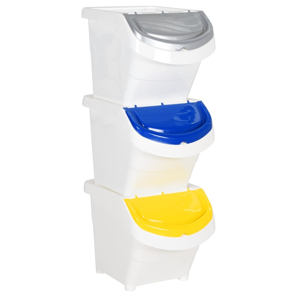 Vidaxx poubelles avec couvercles empilables 3 pcs pp 78 l blanc