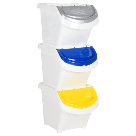 Vidaxx poubelles avec couvercles empilables 3 pcs pp 78 l blanc