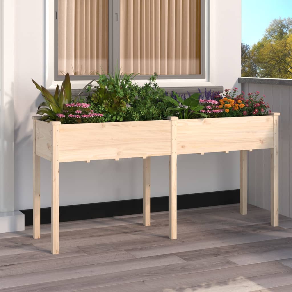 Vidaxl fioriera con fodera 161x45x76 cm Pineo solido