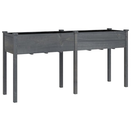 Vidaxl plantenbak met voering 161x45x76 cm massief vurenhout grijs