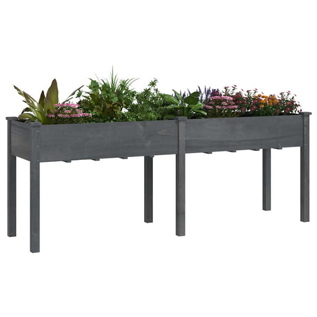 Vidaxx jardinière avec doublure 203x53x76 cm bois de pin massif gris