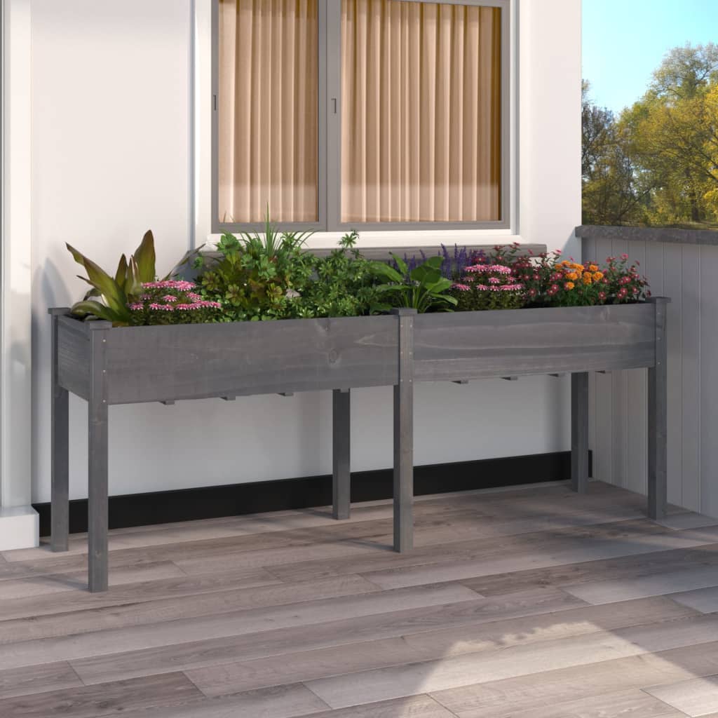 Vidaxx jardinière avec doublure 203x53x76 cm bois de pin massif gris
