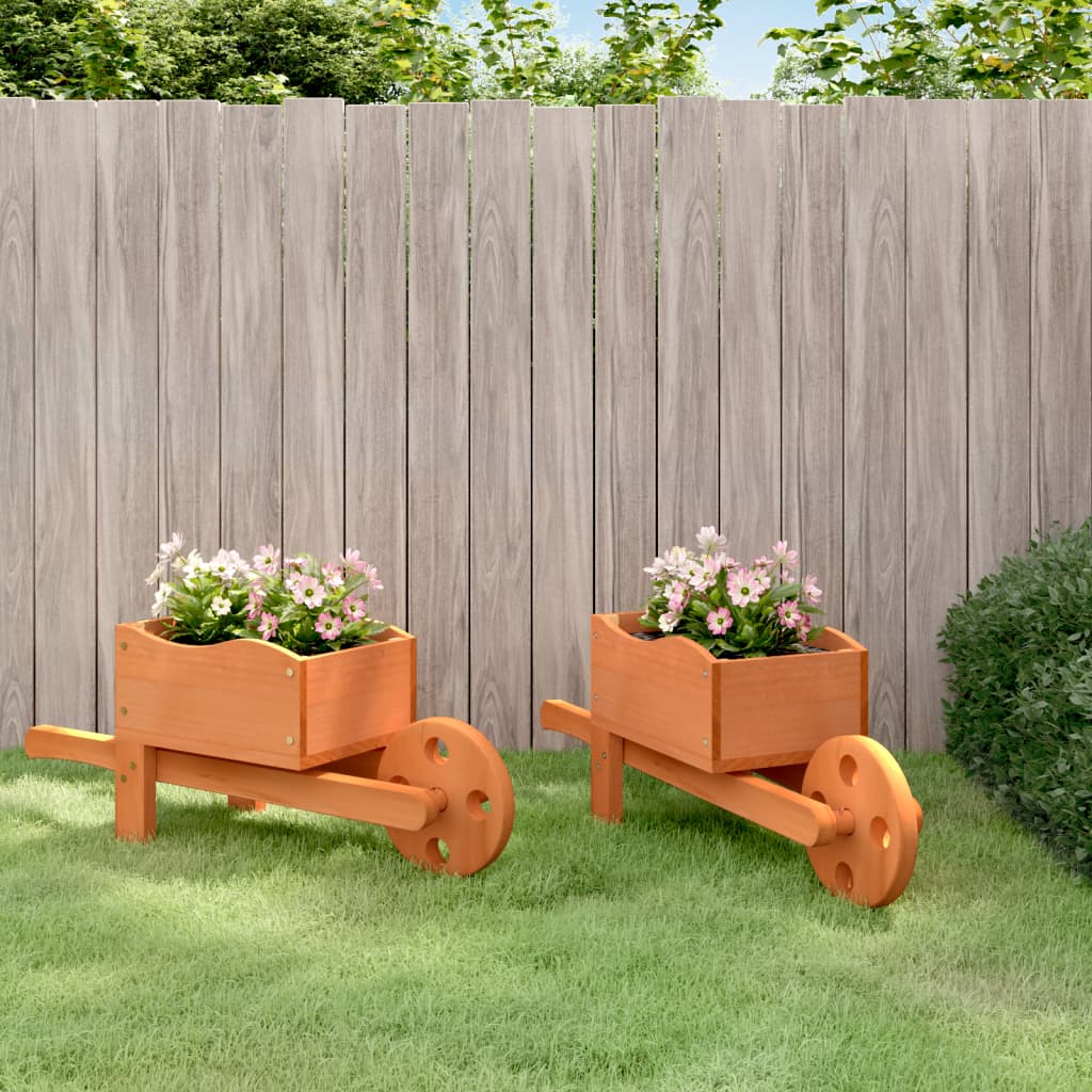 Vidaxx jardinières brouette 2 pcs 47x15x19 cm bois de pin massif