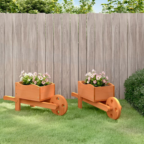 Vidaxx jardinières brouette 2 pcs 47x15x19 cm bois de pin massif