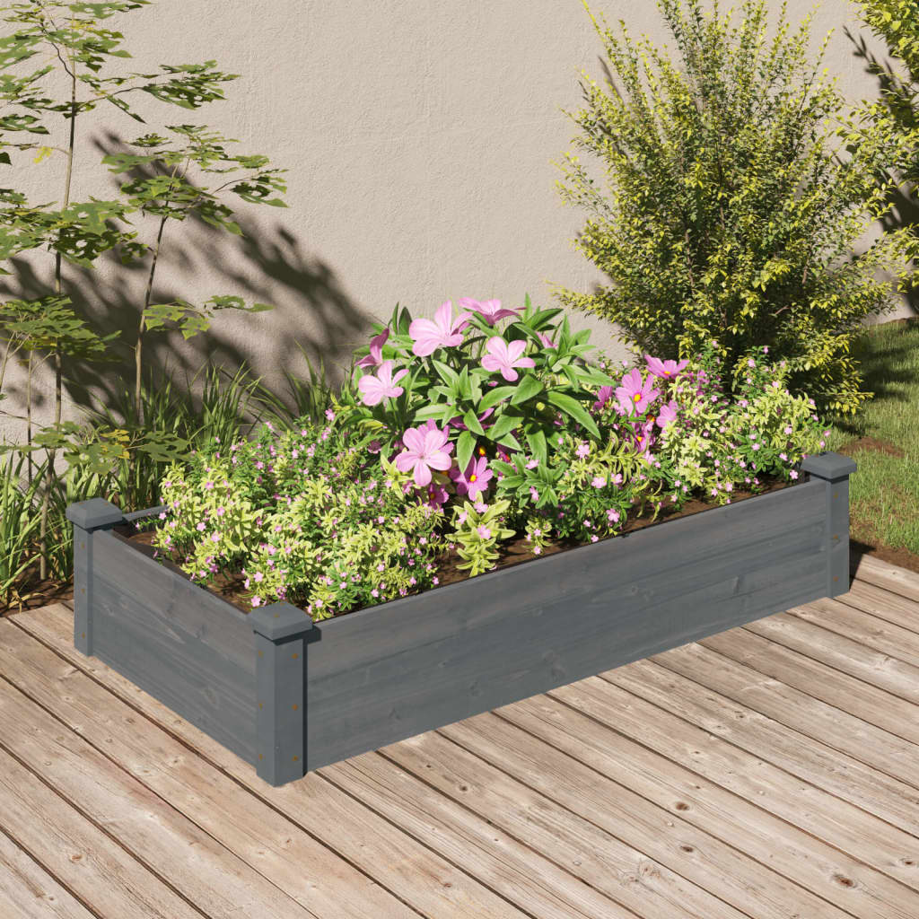 Planteur Vidaxl élevé avec une doublure 120x60x25 cm-bois gris