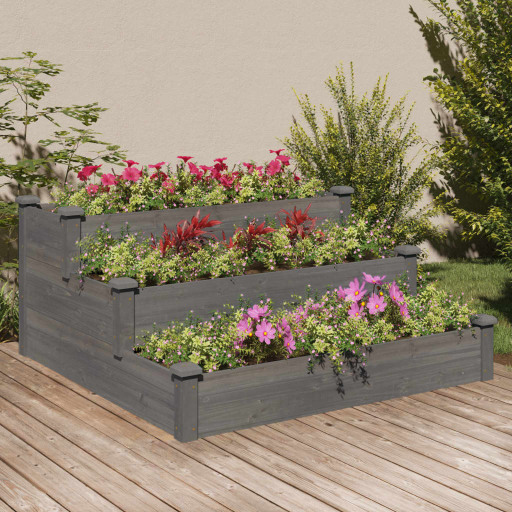 Vidaxx jardinière surélevée 120x120x56 cm bois de pin massif gris
