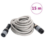Vidaxl tuyau d'arrosage avec tête de pulvérisation 0,6'' 15 m acier inoxydable couleur argent